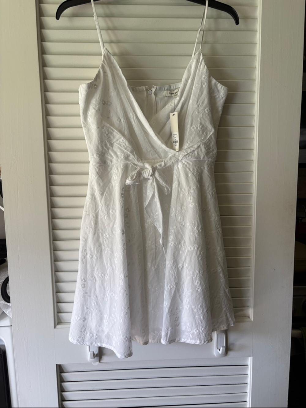 Francesca's Collections White Eyelet Spaghetti Strap Mini Dress